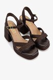 Valmenti Kadın Suni Deri/Tekstil Kahverengi Topuklu Sandalet 1141 HAVANA-002 BN SNDLT Y25 DARK BROWN ROPE