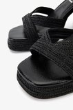 Valmenti Kadın Suni Deri/Tekstil Siyah Topuklu Sandalet 1141 HAVANA-002 BN SNDLT Y25 BLACK ROPE