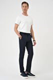 Comfort Fit Beli Lastikli Pötikareli Casual Lacivert 2 Pantolon P 1149