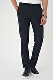 Comfort Fit Beli Lastikli Pötikareli Casual Lacivert 2 Pantolon P 1149