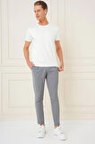 P 1148 Comfort Fit Gofre Kumaş Pileli Pamuk Casuel Gri Pantolon