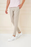 Slim Fit Yan Cepli Düz Esnek Casual Koyu Bej Pantolon P 1144