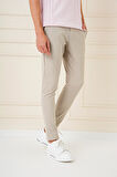 Slim Fit Yan Cepli Düz Esnek Casual Koyu Bej Pantolon P 1144