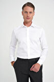 Slim Fit %100 Pamuk Non Iron Kumaş Klasik Beyaz Gömlek Gk 734