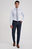 Slim Fit %100 Pamuk Non Iron Kumaş Klasik Mavi Gömlek Gk 734