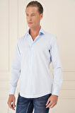 Gk 735 Slim Fit %100 Pamuk Non Iron Kumaş Klasik Mavi Gömlek 