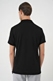 Ts 886 Comfort Fit Polo Yaka Esnek Pamuk Casuel Siyah Tişört