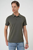 Ts 886 Comfort Fit Polo Yaka Esnek Pamuk Casuel Haki Tişört