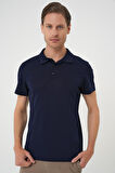 Ts 886 Comfort Fit Polo Yaka Esnek Pamuk Casuel Lacivert Tişört