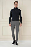 Slim Fit Yan Cepli Düz Esnek Casual Füme Pantolon P 1144