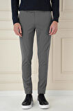 Slim Fit Yan Cepli Düz Esnek Casual Füme Pantolon P 1144