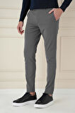 Slim Fit Yan Cepli Düz Esnek Casual Füme Pantolon P 1144