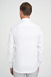 Slim Fit %100 Pamuk Non Iron Kumaş Dokulu Klasik Beyaz Gömlek Gk 744