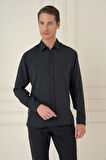 Gk 743 Slim Fit %100 Modal Uzun Kol Klasik Siyah Gömlek 