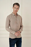 Gk 743 Slim Fit %100 Modal Uzun Kol Klasik Bej Gömlek 