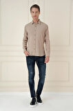 Gk 743 Slim Fit %100 Modal Uzun Kol Klasik Bej Gömlek 