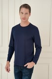 Ts 892 Comfort Fit Bisiklet Yaka Uzun Kol Casuel Lacivert Tişört