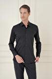 Gk 745 Slim Fit Pamuk Uzun Kol Klasik Siyah Gömlek 