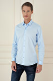 Gk 745 Slim Fit Pamuk Uzun Kol Klasik Mavi Gömlek 
