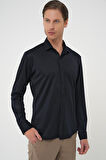 G 1583 Slim Fit Lacivert Klasik Gömlek
