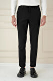 Slim Fit Waffle Kumaş Esnek Pamuk Siyah Pantolon P 1168