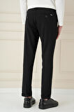 Slim Fit Waffle Kumaş Esnek Pamuk Siyah Pantolon P 1168