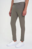 Slim Fit Yan Cepli Düz Esnek Casual Vizon Pantolon P 1144