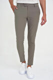 Slim Fit Yan Cepli Düz Esnek Casual Vizon Pantolon P 1144