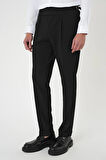 P 1170 Comfort Fit Beli Tokalı Pileli Siyah Jogger Pantolon