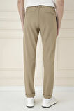 Slim Fit Beli Lastikli Esnek Pamuklu Bej Casual Pantolon P 1171