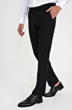 Comfort Fit Beli Lastikli Esnek Siyah Pantolon P 1169
