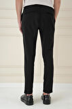 Comfort Fit Beli Lastikli Esnek Casual Siyah Pantolon P 1173