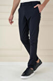 Comfort Fit Beli Lastikli Esnek Casual Lacivert Pantolon P 1173