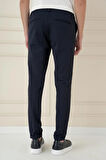 Comfort Fit Beli Lastikli Esnek Casual Lacivert Pantolon P 1173
