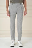 P 1174 Comfort Fit Gofre Dokulu Beli Lastikli Pileli Gri Jogger Pantolon