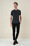 Comfort Fit Bisiklet Yaka Modal Kısa Kol Casual Siyah Tişört Ts 895