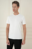 Comfort Fit Bisiklet Yaka Modal Kısa Kol Casual Ekru Tişört Ts 895