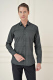 G 1588 Slim Fit Baskılı %100 Pamuk Spor Lacivert Gömlek 