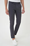 Slim Fit Yan Cepli Düz Esnek Casual Koyu Füme Pantolon P 1144
