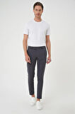 Slim Fit Yan Cepli Düz Esnek Casual Koyu Füme Pantolon P 1144