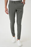 Slim Fit Yan Cepli Düz Esnek Casual Su Yeşili Pantolon P 1144