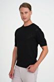 Comfort Fit Bisiklet Yaka Kısa Kol Spor Siyah Triko Tr 881
