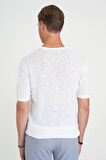 Comfort Fit Bisiklet Yaka Kısa Kol Spor Beyaz Triko Tr 881