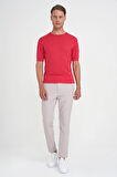 Comfort Fit Bisiklet Yaka Kısa Kol Spor Mercan Triko Tr 881