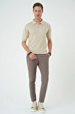 Tr 880 Comfort Fit Polo Yaka Pamuklu Kısa Kol Casuel Bej Triko Tişört