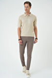 Tr 880 Comfort Fit Polo Yaka Pamuklu Kısa Kol Casuel Bej Triko Tişört
