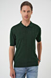 Tr 880 Comfort Fit Polo Yaka Pamuklu Kısa Kol Casuel Yeşil Triko Tişört