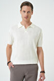 Tr 880 Comfort Fit Polo Yaka Pamuklu Kısa Kol Casuel Ekru Triko Tişört
