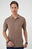 Tr 880 Comfort Fit Polo Yaka Pamuklu Kısa Kol Casuel Vizon Triko Tişört