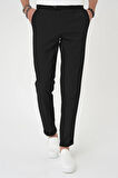 Comfort Fit Gofre Dokulu Beli Lastikli Siyah Jogger Pantolon P 1177